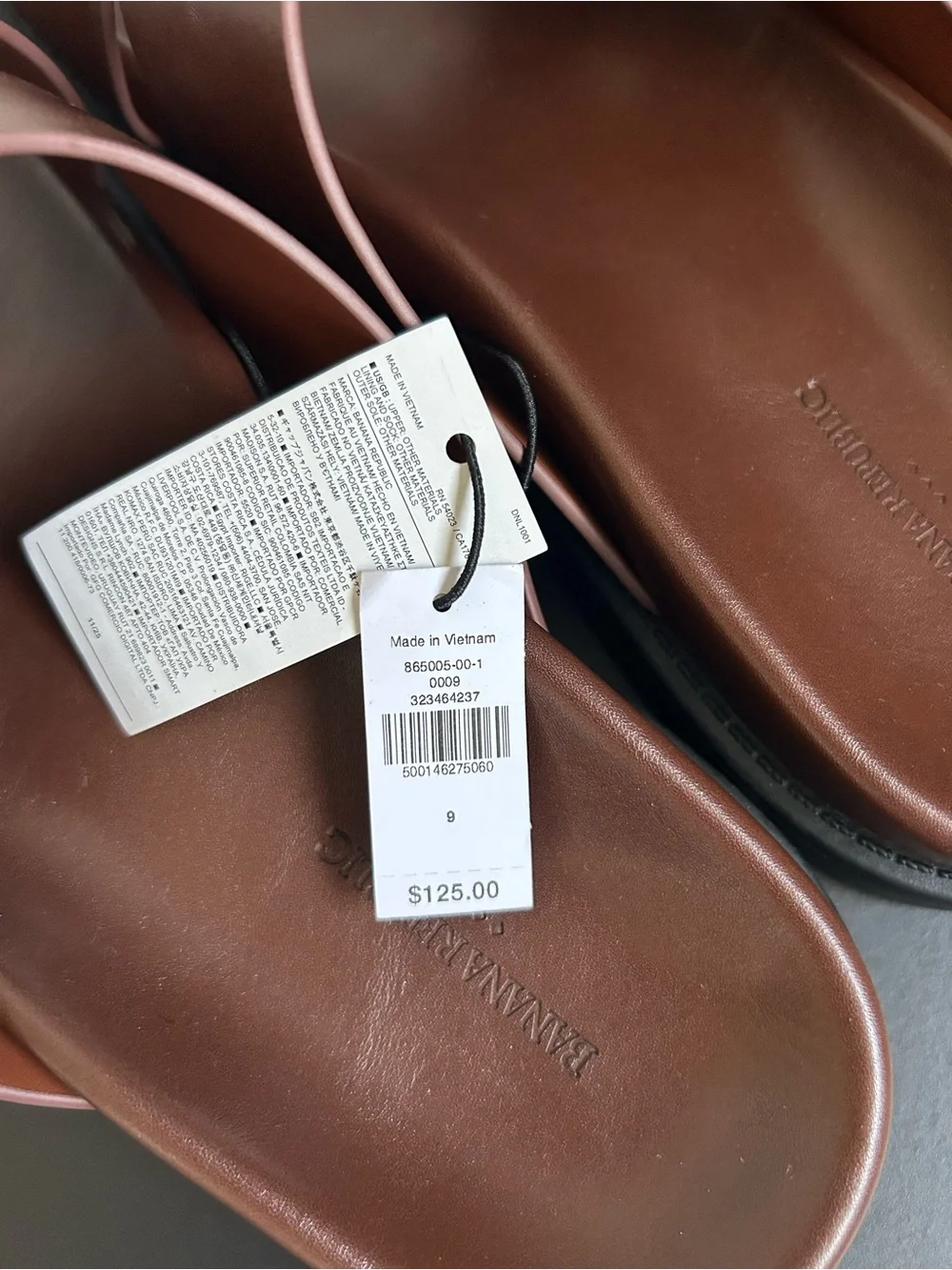 Banana Republic Men’s Vegan Leather Crossover Sandals in Cognac Size 9